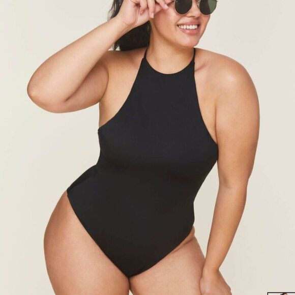 Andie Swim Bathing Suit The Asbury One Piece Open Back Black Casual Neutral - Picture 1 of 13